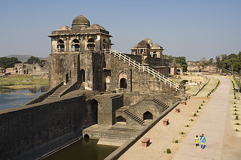 The Jahaz Mahal or Ships Palace in the Royal Enclave, Mandu, Madhya Pradesh, India