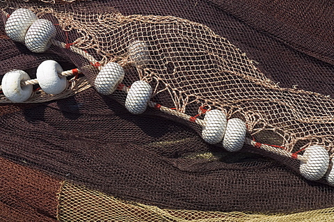 Fishing nets, Saint Jean de Luz (St.-Jean-de-Luz), Basque country, Pyrenees-Atlantiques, Aquitaine, France, Europe