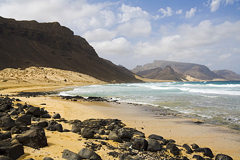 Deserted beach at Praia Grande, Sao Vicente, Cape Verde Islands, Atlantic Ocean, Africa