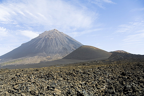 The volcano of Pico de Fogo in the background, Fogo (Fire), Cape Verde Islands, Africa