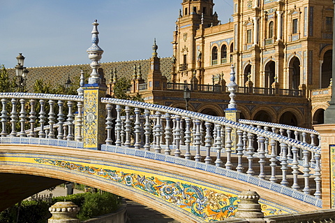 Plaza de Espana erected for the 1929 Exposition, Parque de Maria Luisa, Seville, Andalusia (Andalucia), Spain, Europe