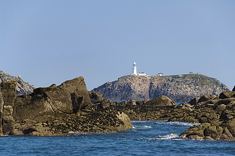 Lightouse on Round Island, Isles of Scilly, off Cornwall, United Kingdom, Europe