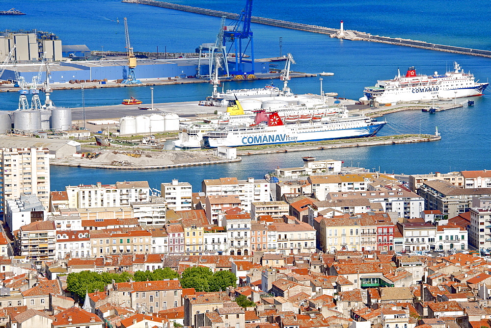 Port and town, Sete, Herault, Languedoc-Roussillon region, France, Europe