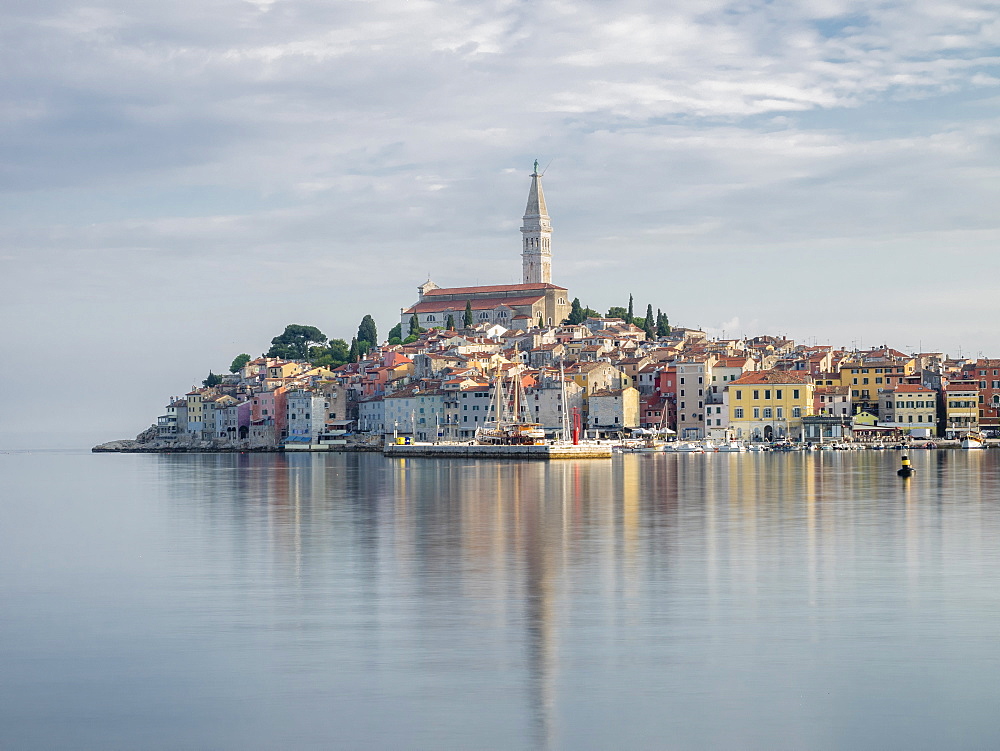 Early morning, Old Town reflections, Rovinj, Istria, Croatia, Europe