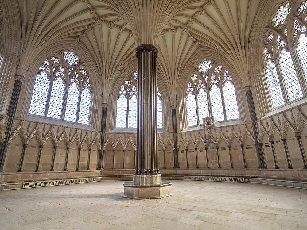 Octagonal Chapter House, Wells Cathedral, Wells, Somerset, England, United Kingdom, Europe