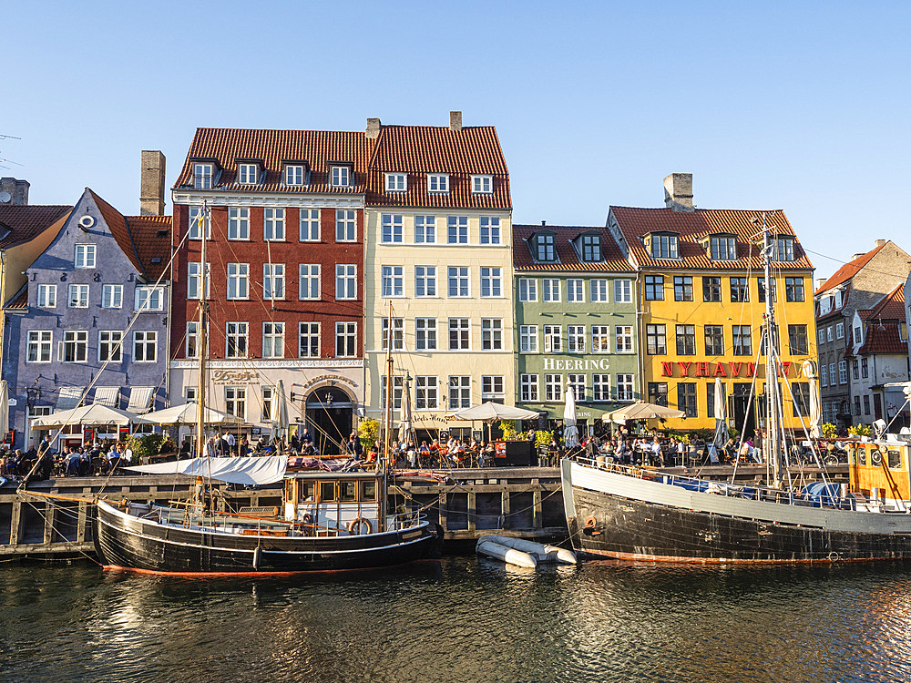 Evening at Nyhavn Harbour, Copenhagen, Denmark, Scandinavia, Europe