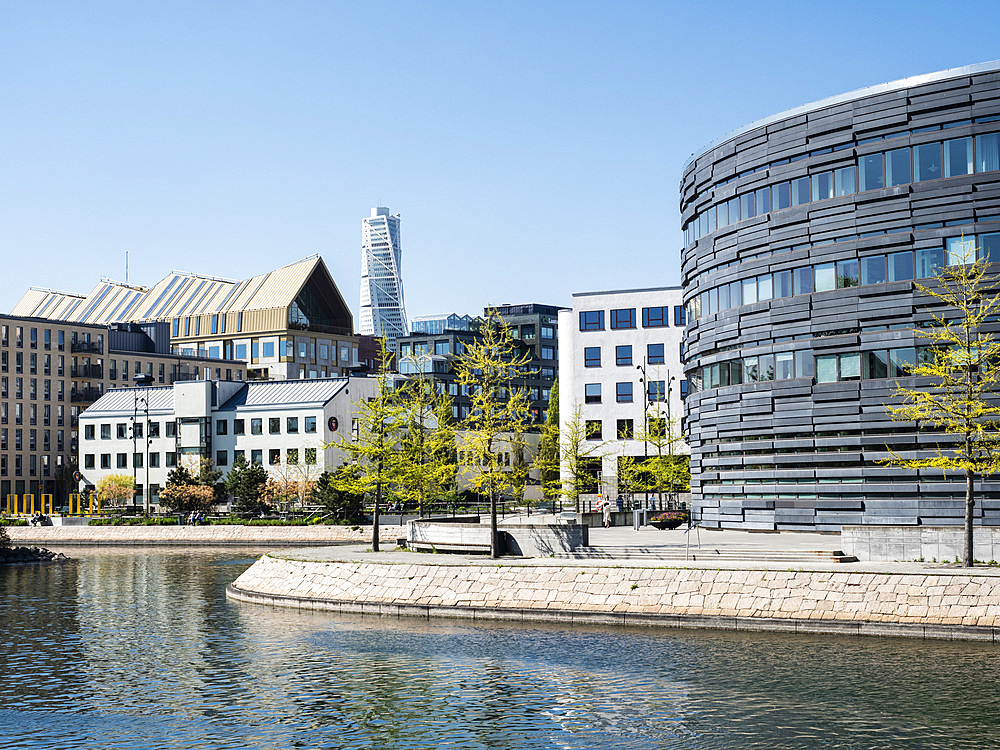 Law Courts with Turning Torso in the background, Malmo, Sweden, Scandinavia, Europe