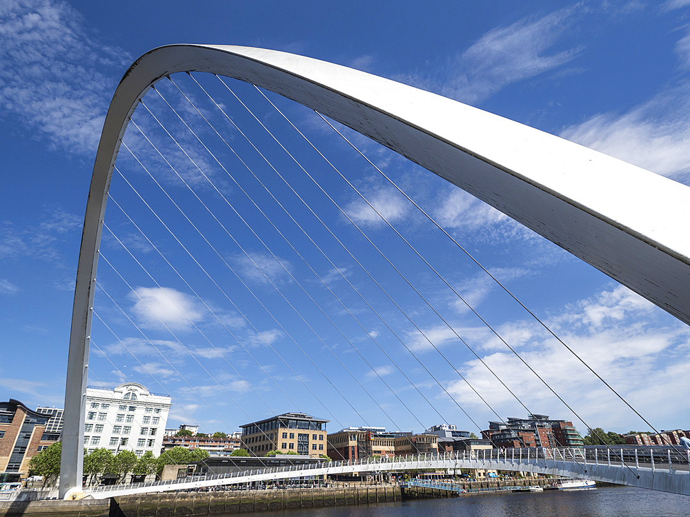 Millennium Bridge over the River Tyne, Gateshead, Newcastle upon Tyne, Tyne and Wear, England, United Kingdom, Europe