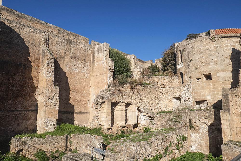 Old city walls, Alghero, Sardinia, Italy, Europe