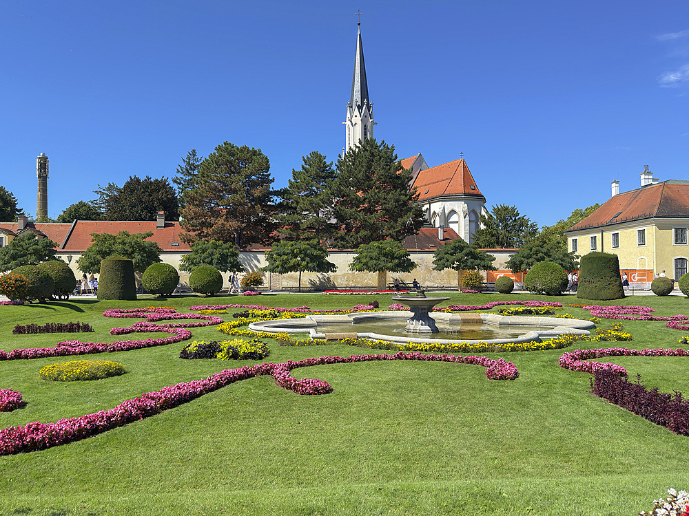 View of the parish church in Hietzing from Schonbrunn Gardens, Vienna, Austria, Europe