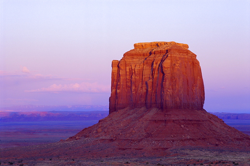 West Mitten at sunset, Monument Valley, Utah, United States of America (U.S.A.), North America