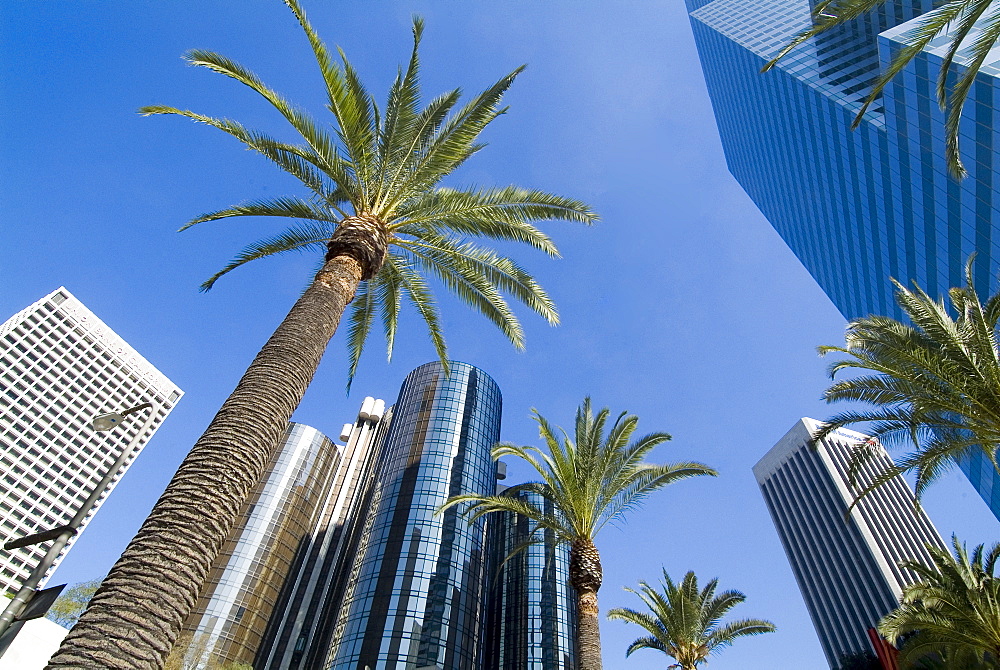 Downtown, Bonaventure Hotel in background, Los Angeles, California, United States of America, North America