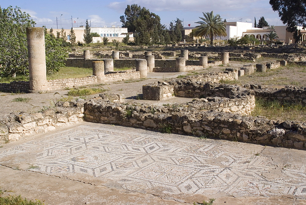 Remains of the House of Africa Roman villa, Museum, El Djem, UNESCO World Heritage Site, Tunisia, North Africa, Africa