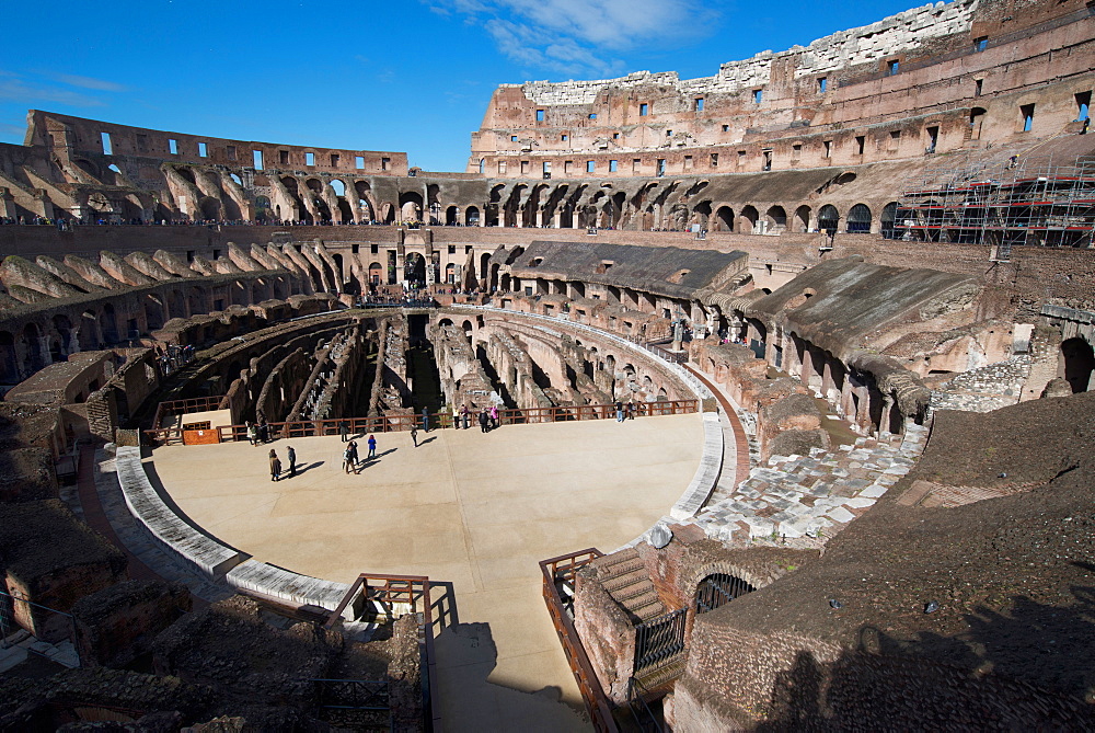 Remains of the Colosseum of Rome built around 70AD, allegedly the largest ever built, UNESCO World Heritage Site, Rome, Lazio, Italy, Europe