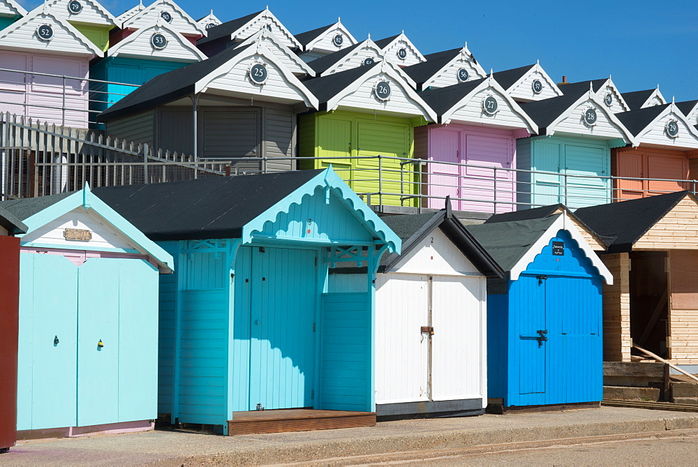 Beach huts, Walton-on-the-Naze, Essex, England, United Kingdom, Europe