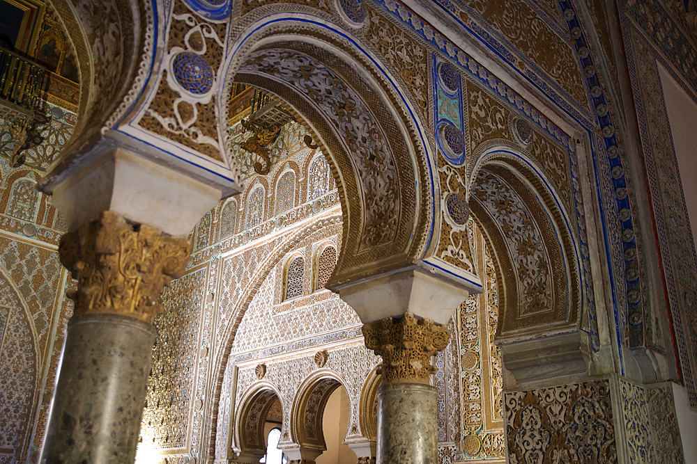 Interior, Alcazar, UNESCO World Heritage Site, Seville, Andalusia, Spain, Europe