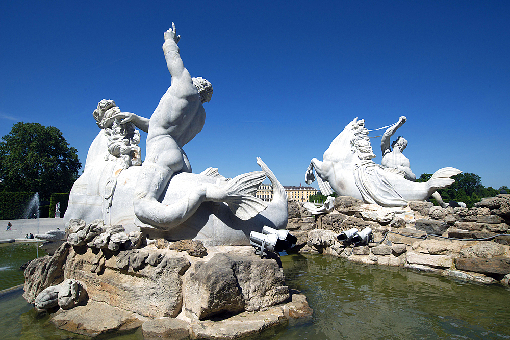 Schonbrunn Palace fountains, UNESCO World Heritage Site, Salzburg, Austria, Europe