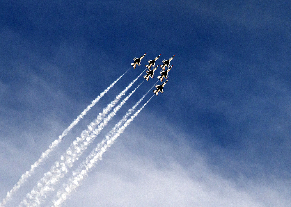 The Thunderbirds, celebration of the 75th anniversary of the airborne Navy, Nellis Air Force Base, Las Vegas, Nevada, United States of America, North America