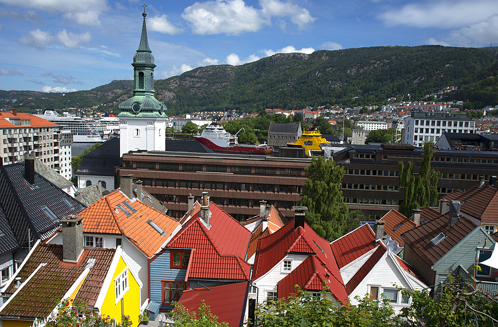 City view from conservation area, Bergen, Norway, Scandinavia, Europe