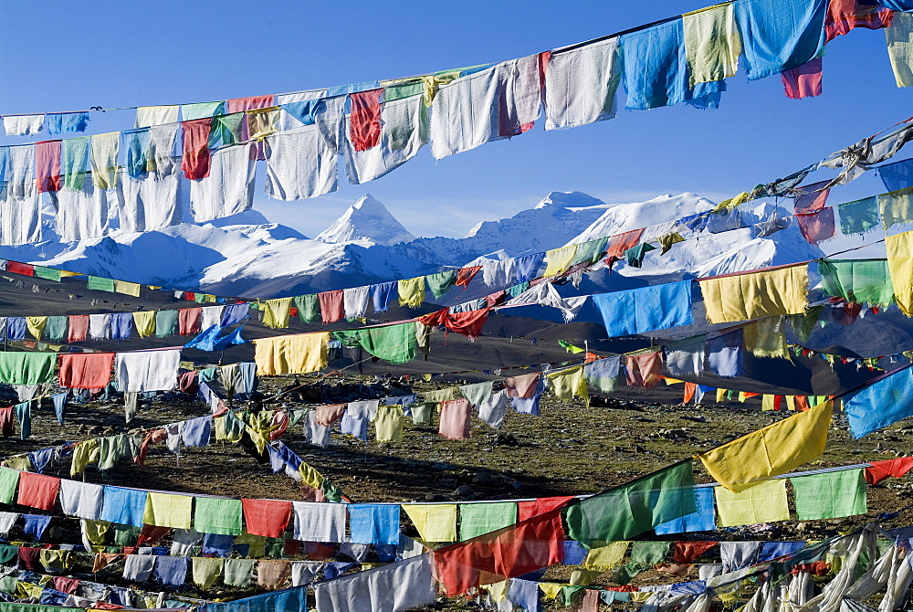 Prayer flags, Himalayas, Tibet, China, Asia