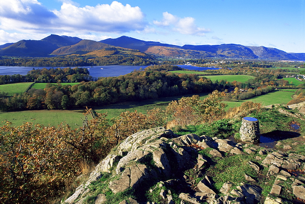 Keswick from Castle Head, Borrowdale, Lake District, Cumbria, England, United Kingdom, Europe