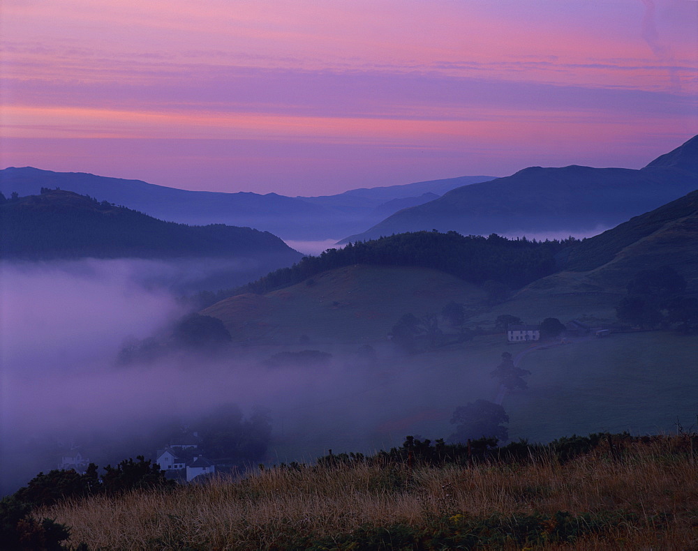 Morning Mist, Derwent River Valley, Lake District, Cumbria, England, United Kingdom, Europe