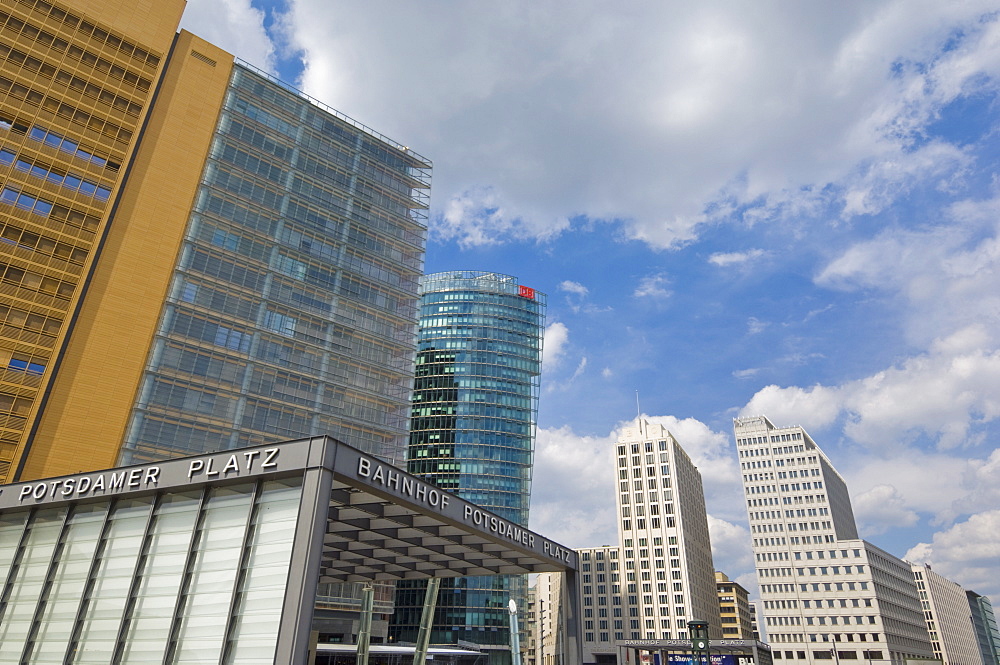 New modern buildings in Potsdamer Platz near the Bahnhof or railway station, Berlin, Germany, Europe