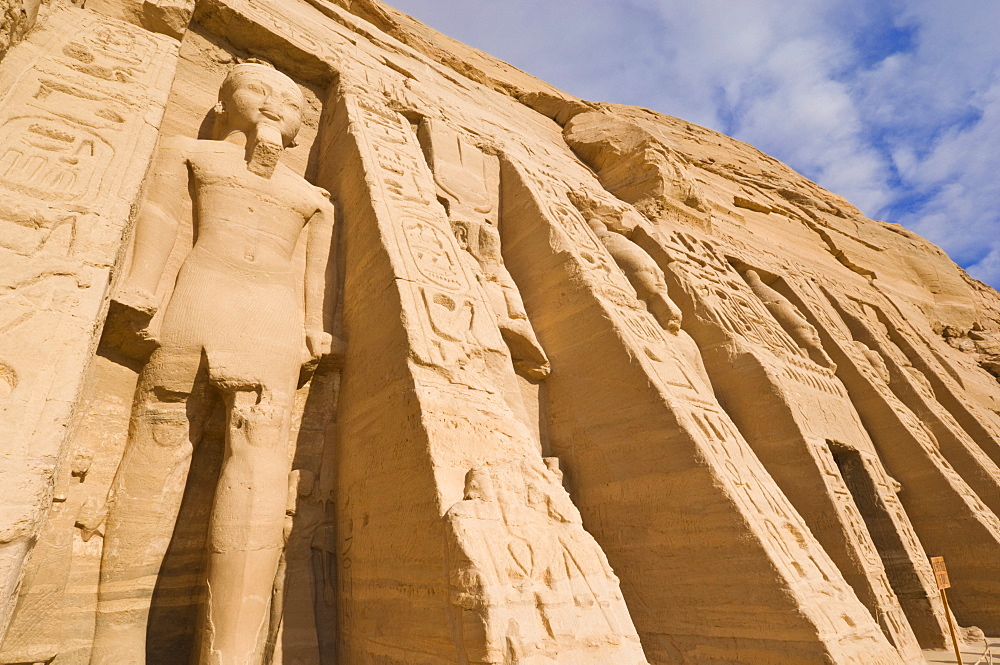 Giant statues outside the relocated Temple of Hathor, Abu Simbel, UNESCO World Heritage Site, Egypt, North Africa, Africa