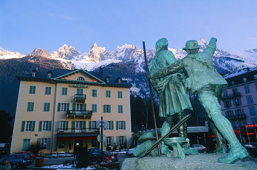 France, Alps, Haute-Savoie, Chamonix In Winter, Monument To Pierre Balmat