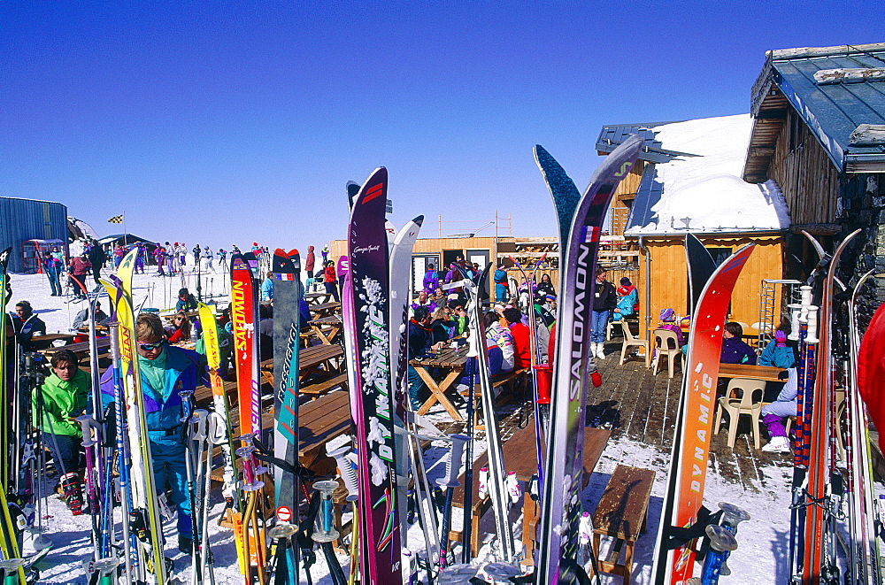 France, Alps, Savoie, Val Thorens In Winter, Altitude Restaurant Terrace