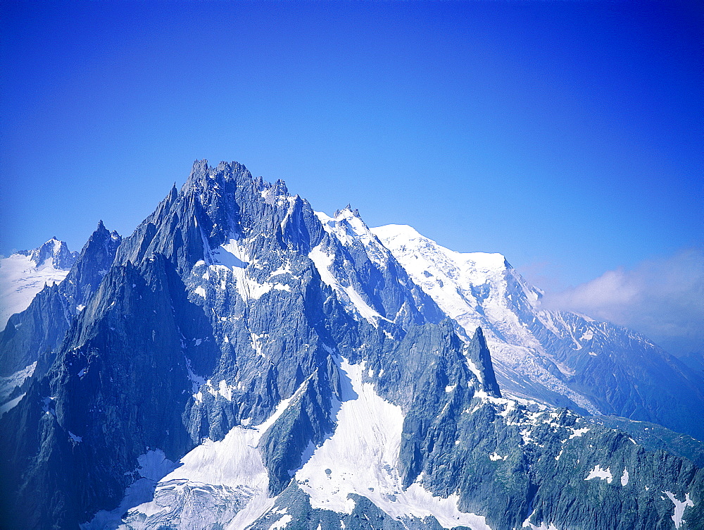 France, Alps, Haute-Savoie, Megeve In Winter, Flying In A Small Plane, Aiguille Des Drus In The Mont-Blanc Mountains At Rear