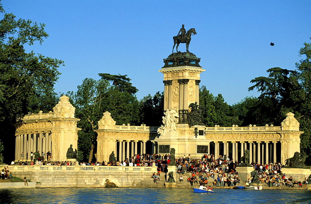 Spain, Madrid, Retiro Park & Lake On Saturday