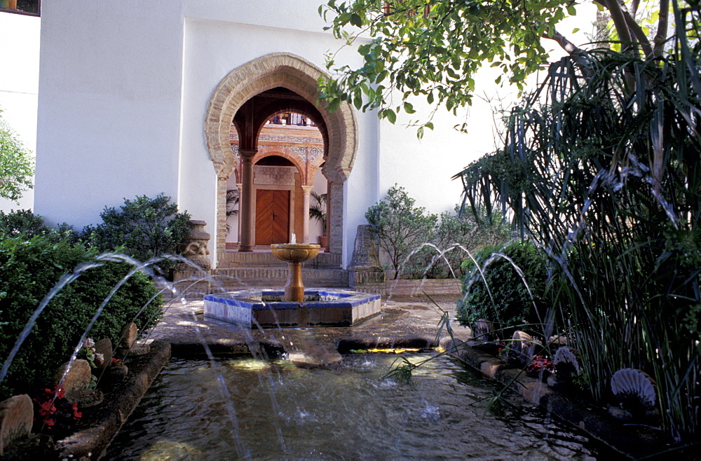 Spain, Andaloucia, Ronda, Palacio De Mondragon (Municipal Museum), The Mudejar Patio, Fountain