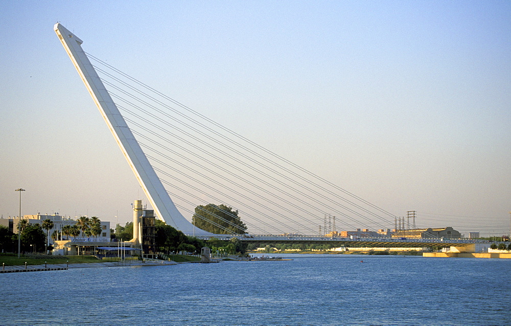 Spain, Andaloucia, Sevilla, Cruise On The Guadalquivir River, Modern Bridge