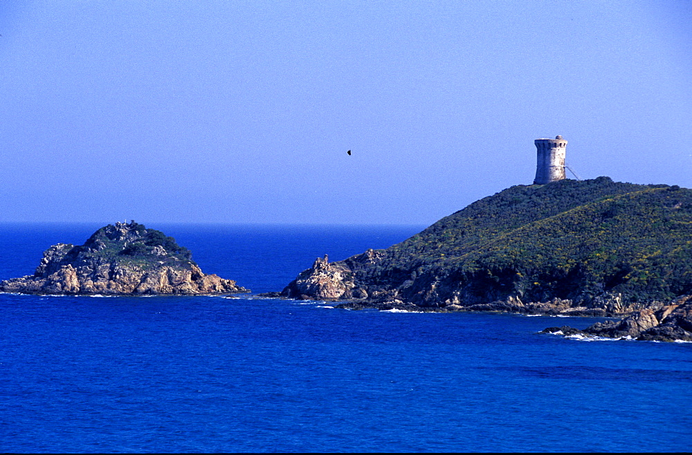 France, Corsica Island, Corse-Du-Sud, East Coast, Pinarellu Gulf & Genovese Tower