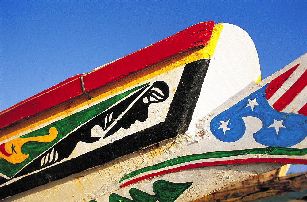 Senegal, Dakar, Closeup Of A Lebu Fisherman Outrigger