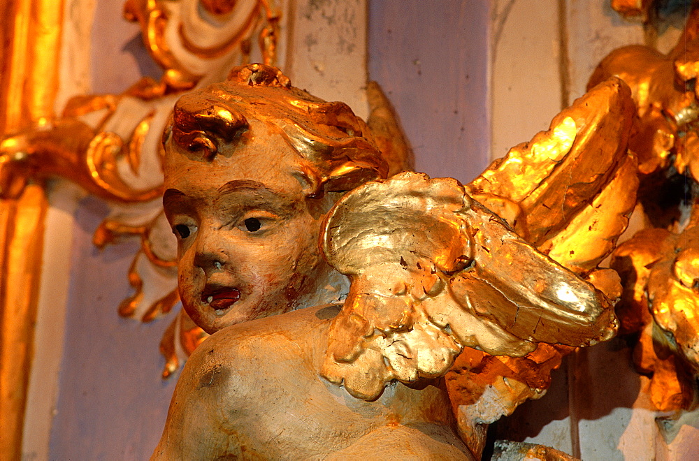 France, Provence, Vaucluse (84), Baroque Angel In A Chapel, Goldened Wood