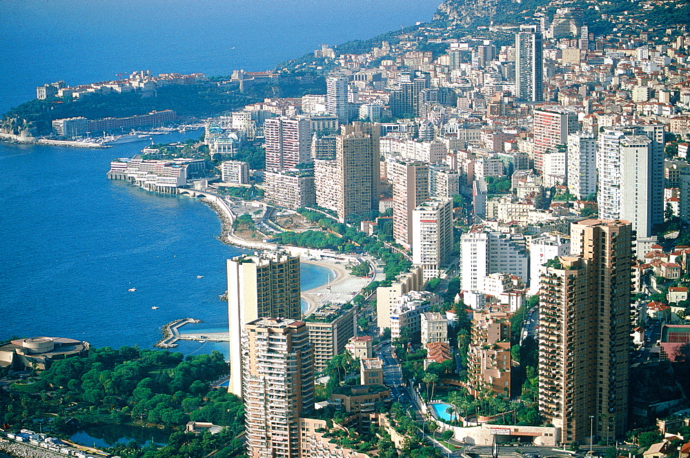 France, Cote D'azur, Monaco, Overview From La Turbie Col On The Corniche Road