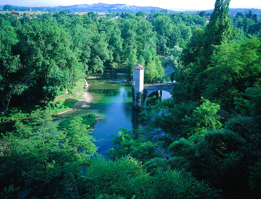France, Bearn, Pyreneesatlantiques(64), Sauveterredebearn, The Bridge With A Tower
