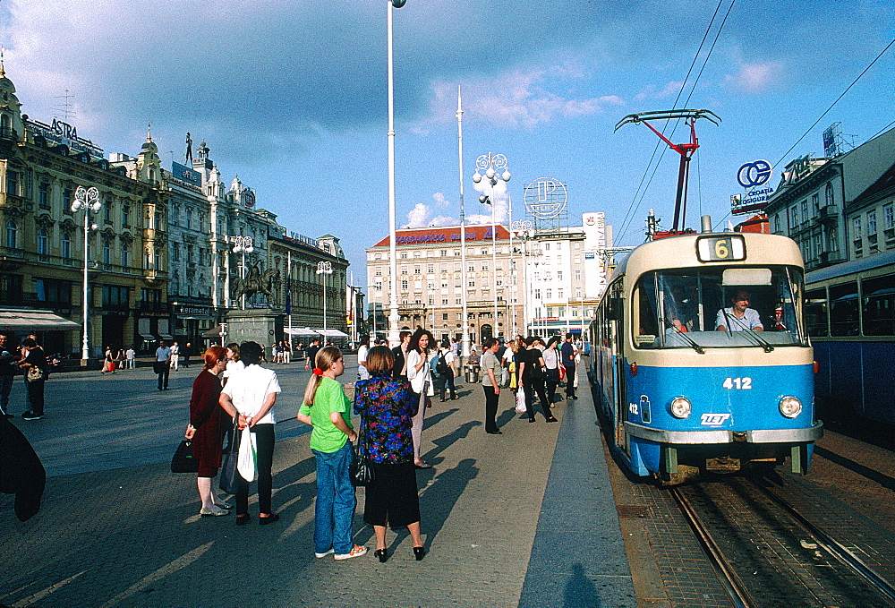 Croatia, Zagreb, Waiting For The Tram At City Main Square (Ban Josip Celacic)