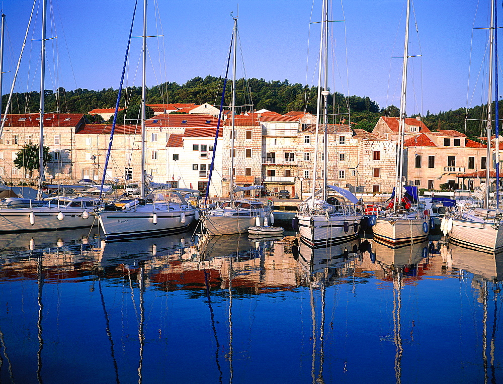 Croatia, Dalmatia, Dalmatian Coast, Korcula Island, The Harbour At Sunrise