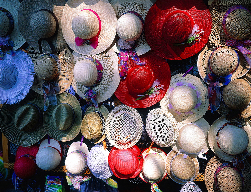 Croatia, Dalmatia, Dalmatian Coast, Korcula Island, Hats Stand At The Saturday Market