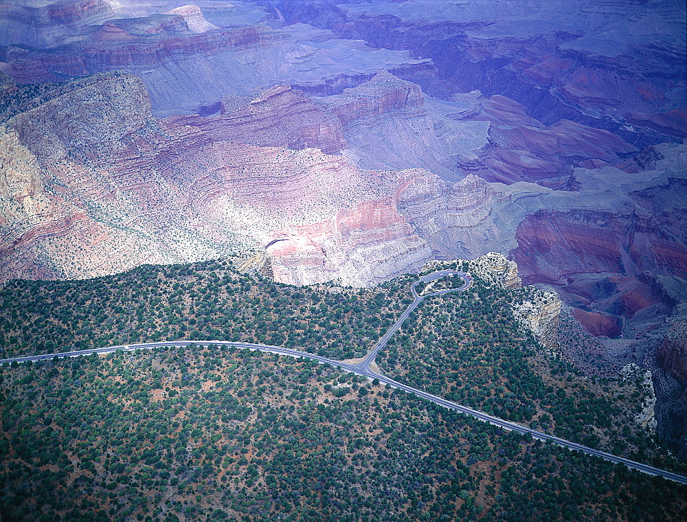 Usa, South West, Arizona, Grand Canyon National Park, South Rim, Aerial Of Mather Point Of View