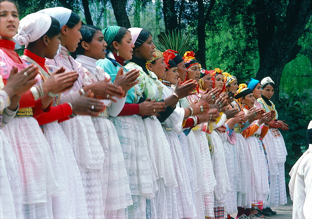 Morocco, Atlas Mountains, Near Marrakech In Asni Village Women Performing Traditional Dances And Songs