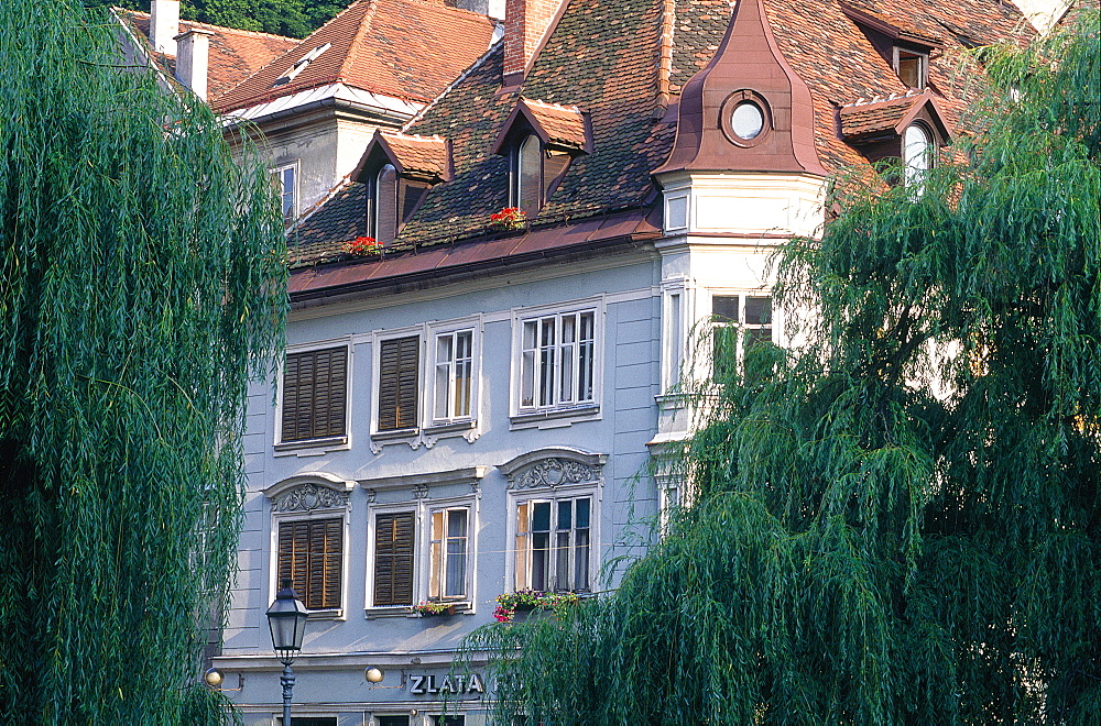 Slovenia, Ljubljana (Lubiana), Classic Housing Building Along The River