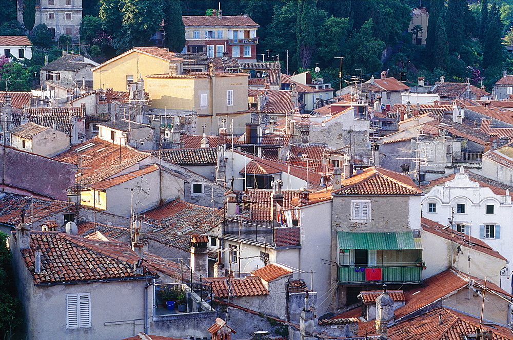 Slovenia, Adriatic Coast, Piran, Overview Of Tiled Roofs