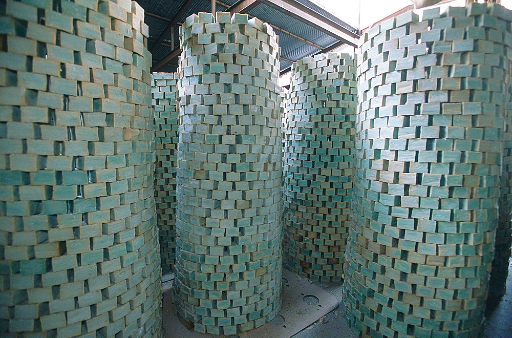 Syria, Aleppo, Within An Olive Oil Soap Factory Stacks Of Freshly Made Soap Drying