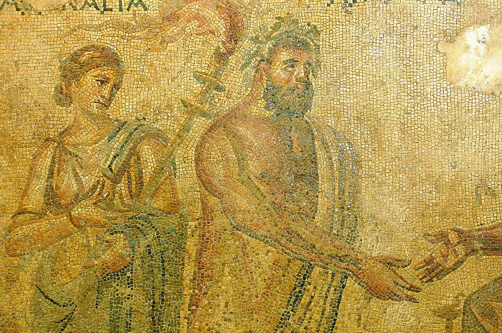 Syria, Orontes Valley, Apamea, The Museum Established In A Turkish Khan (Caravanserai),  Detail Of A Roman Mosaic That Was Found In The Apamea Cardo Ruins