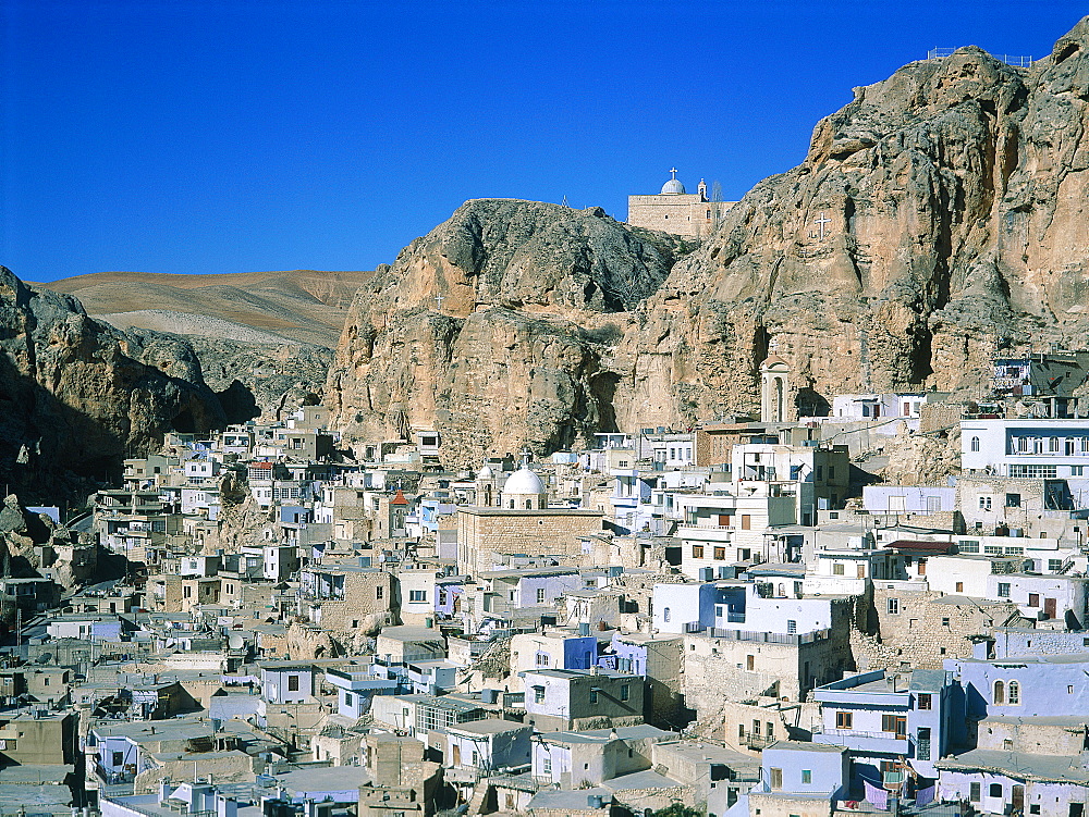 Syria, Village Of Maalula Where A Majority Of Christians Live And Some People Speak Aramaic, The Language Of Jesus Christ, Saintsarkis Monastery On Top Of The Hill