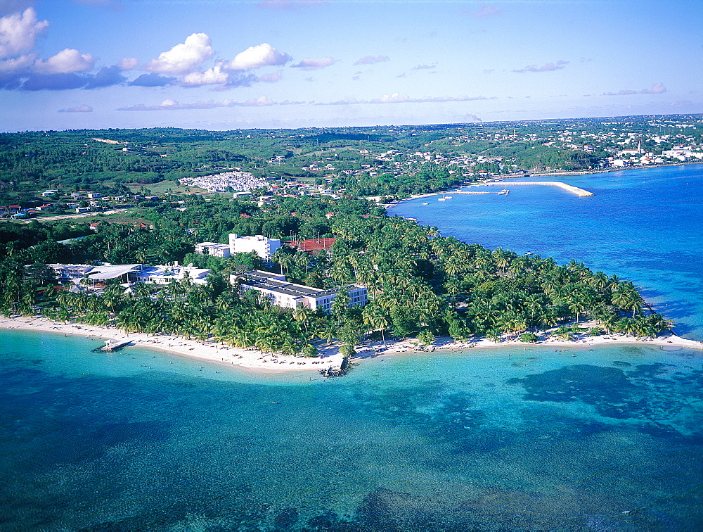 French West Indies, Guadeloupe, Gosier , Aerial Of The Shoreline And Hotels